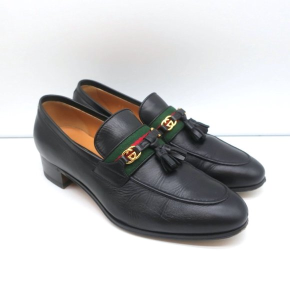 Gucci Shoes - GUCCI PARIDE GG TASSEL LOAFERS BLACK LEATHER SIZE 37.5